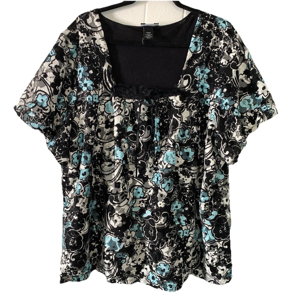 Vtg Studio 1940 Womens 30 / 32 Shirt Lace Romantic Coquette Goth Whimsy Y2K Blue
